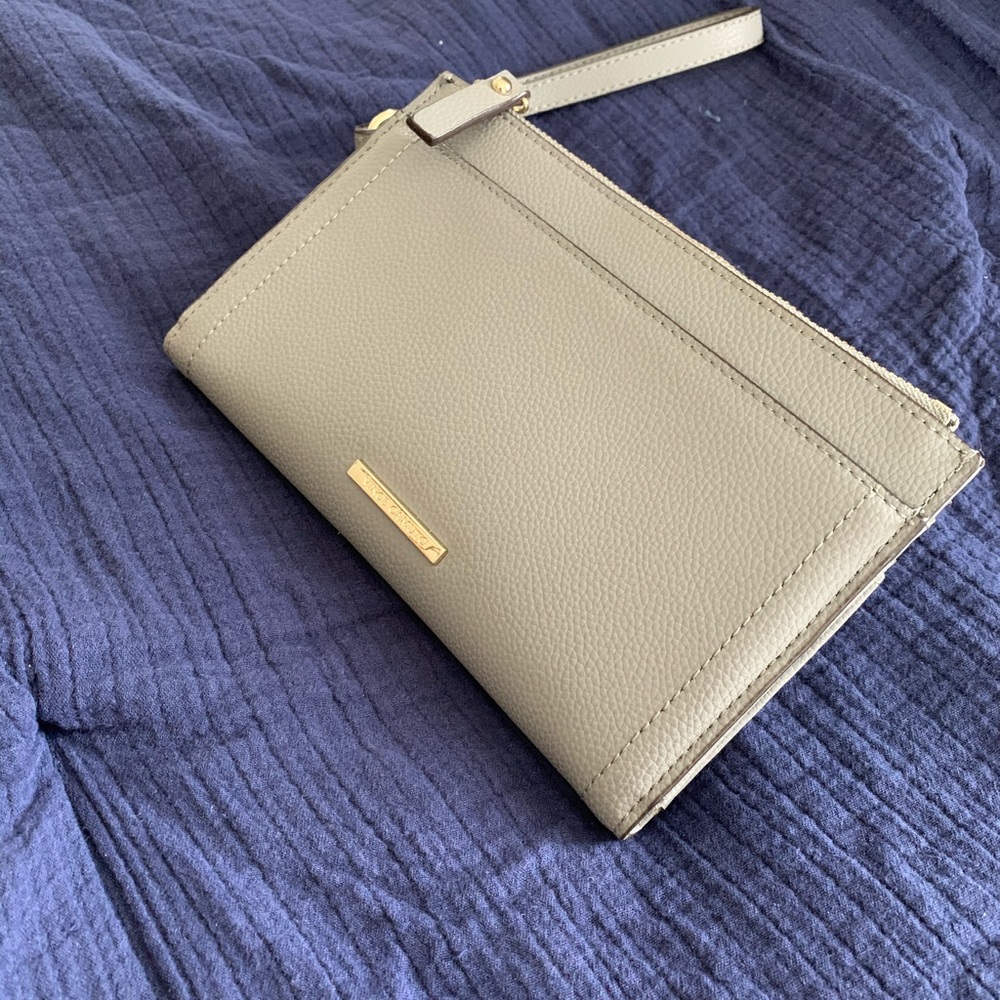 Gray leather wristlet